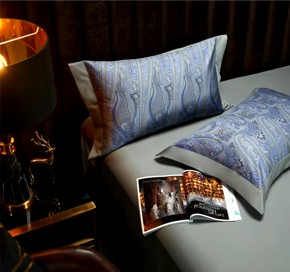 Silk bedding Egyptian Cotton Vintage 4Pcs Bedding Set - Powder Blue