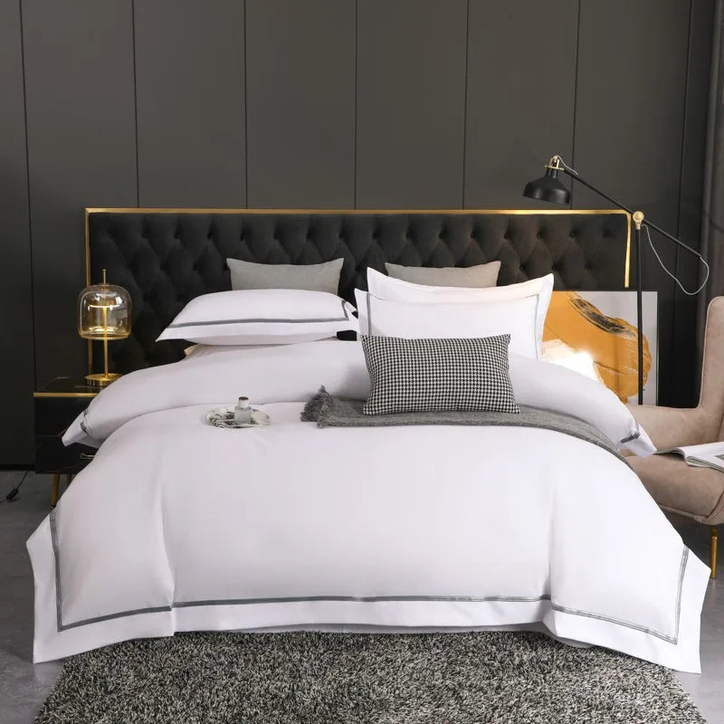 White Brushed Soft 800TC Hotel Bedding Set 4Pcs The Happy Ladies