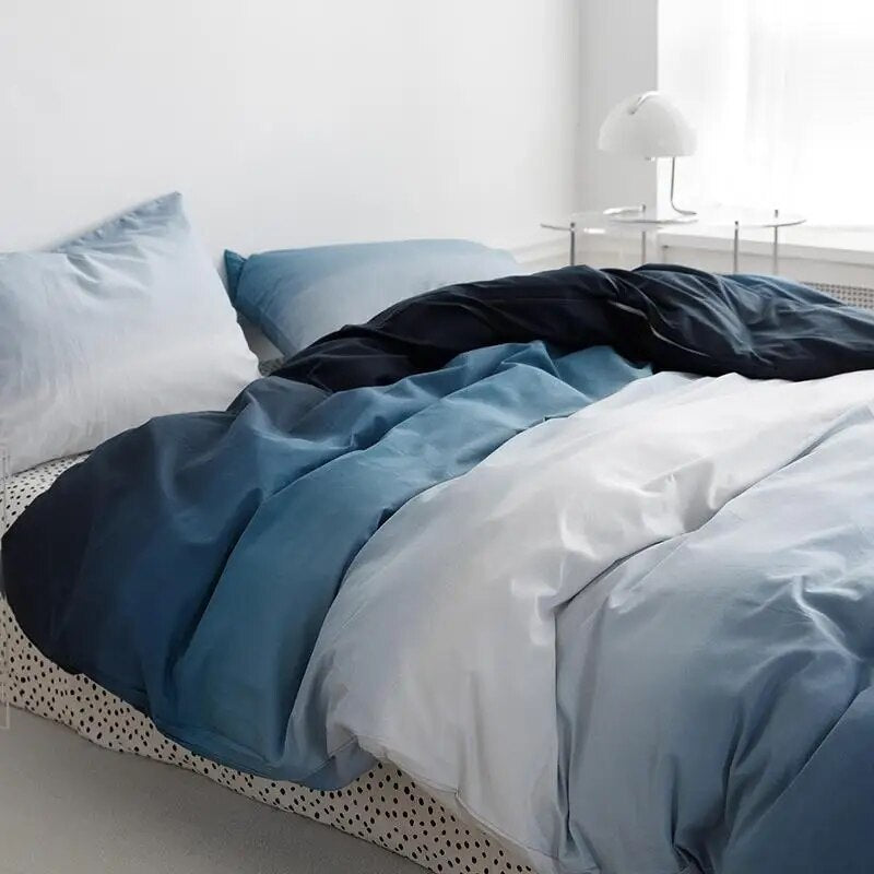blue Luxury bedding  Gradient Colorful Bedding Set