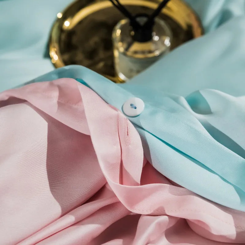 high-end bedding Solid Color 100% Bamboo Fiber Bedding Set - Light Blue