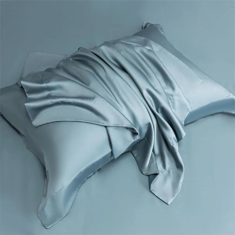 high-end bedding sets Solid Color 600TC Eucalyptus Lyocell Bedding Set - Ocean Blue