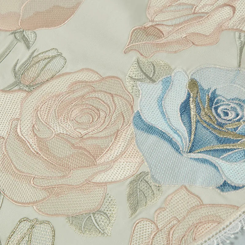 luxury Egyptian Cotton Embroidered Patchwork Bedding Set - Blue