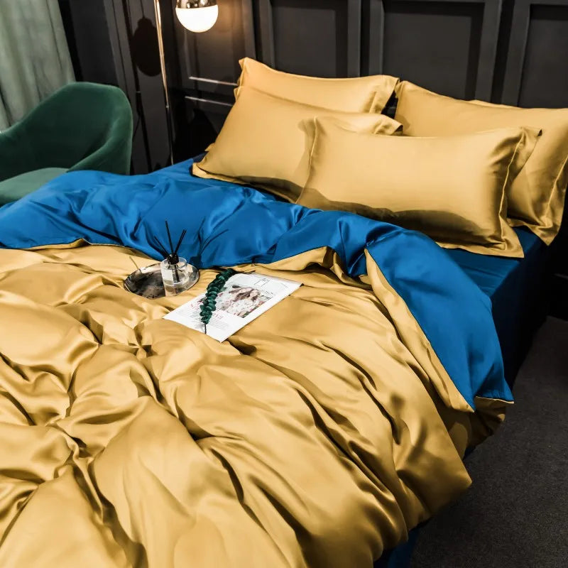 luxury bed sets Solid Color 100% Bamboo Fiber Bedding Set - Gold