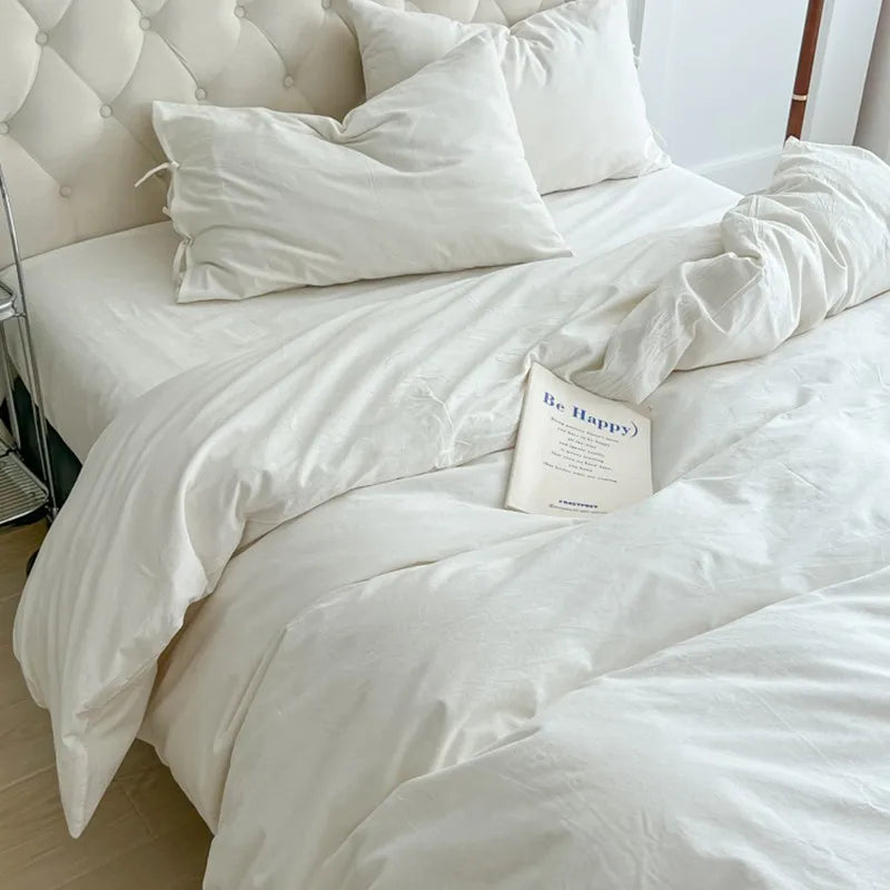 luxury bed sheets 400TC Cotton Natural White Duvet Cover Set