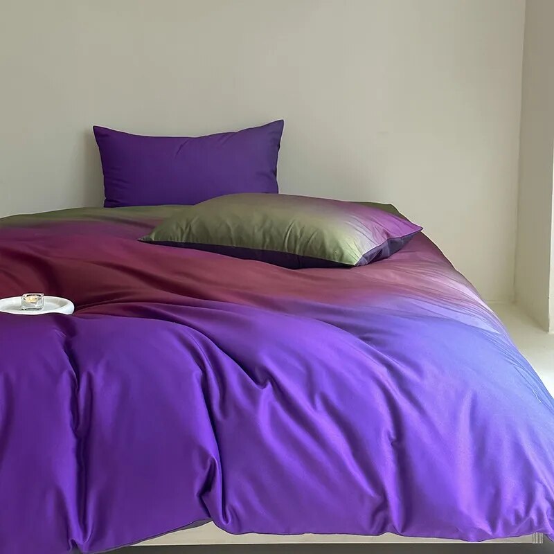 luxury bed sheets 500TC Gradient Purple Cotton Bedding Set