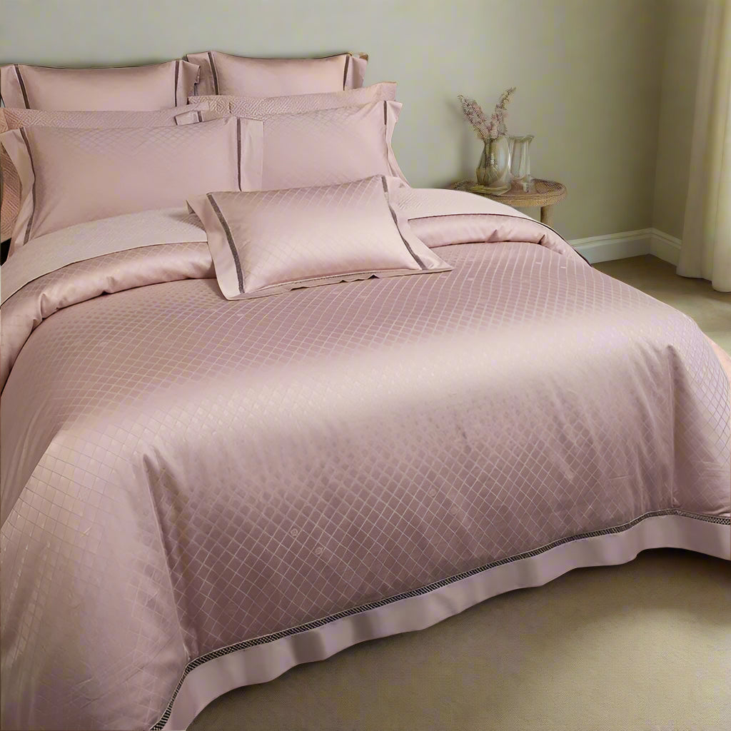 luxury bed sheets Egyptian Cotton Jacquard Wave Bedding Set - Pink