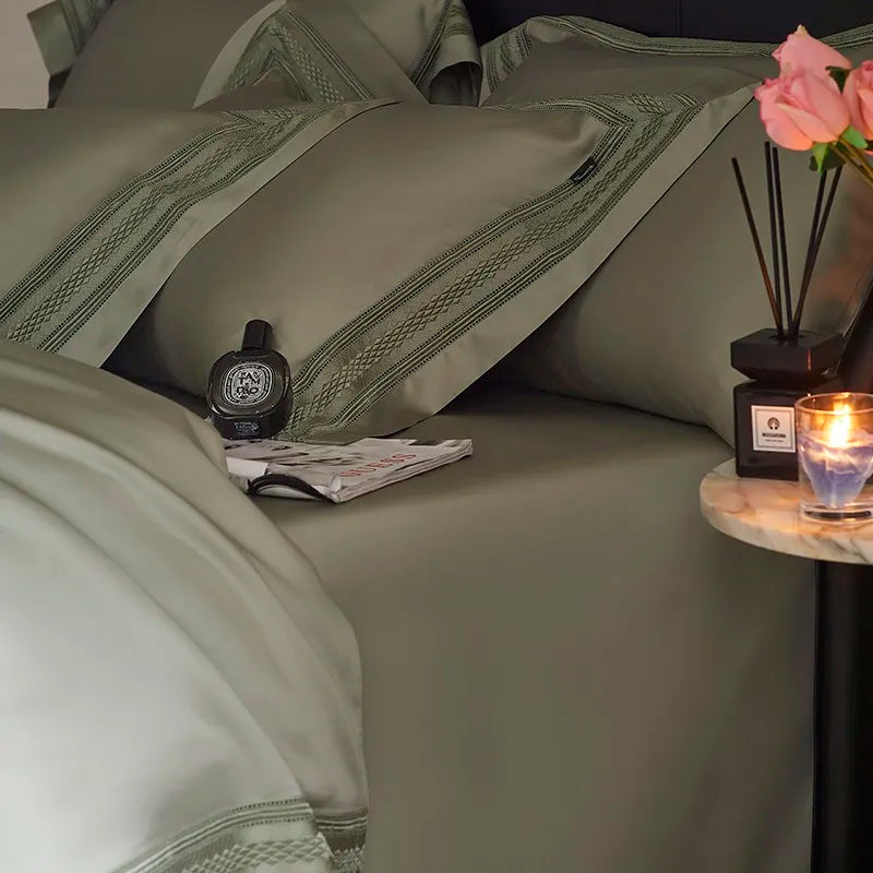 luxury bed sheets  Eucalyptus Lyocell Cooling Bamboo Fiber Bedding Set - Green