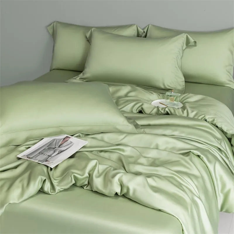 luxury bed sheets Solid Color 600TC Eucalyptus Lyocell Bedding Set - Green