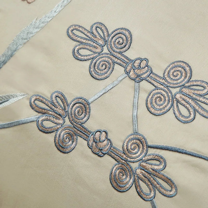 luxury bedding Egyptian Cotton Embroidered Patchwork Bedding Set - Beige