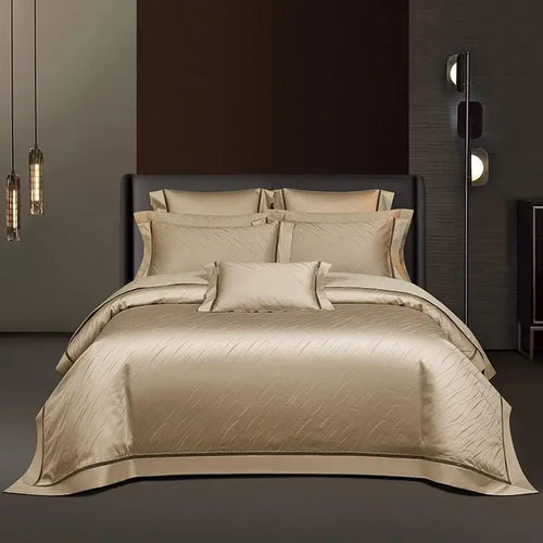 luxury bedding Egyptian Cotton Jacquard Wave Bedding Set - Beige