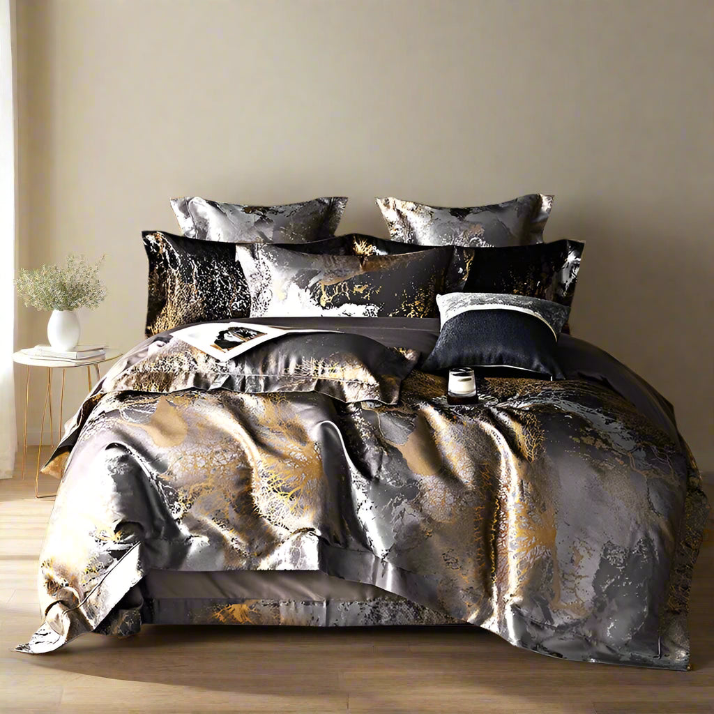 luxury bedding Egyptian Cotton Satin Jacquard Bedding Set – Gray