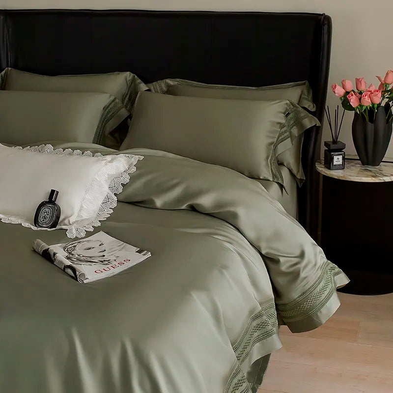 luxury bedding Eucalyptus Lyocell Cooling Bamboo Fiber Bedding Set - Green
