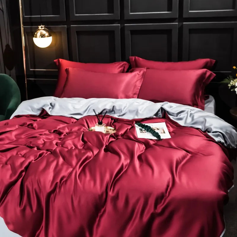 luxury bedding Solid Color 100% Bamboo Fiber Bedding Set - Maroon