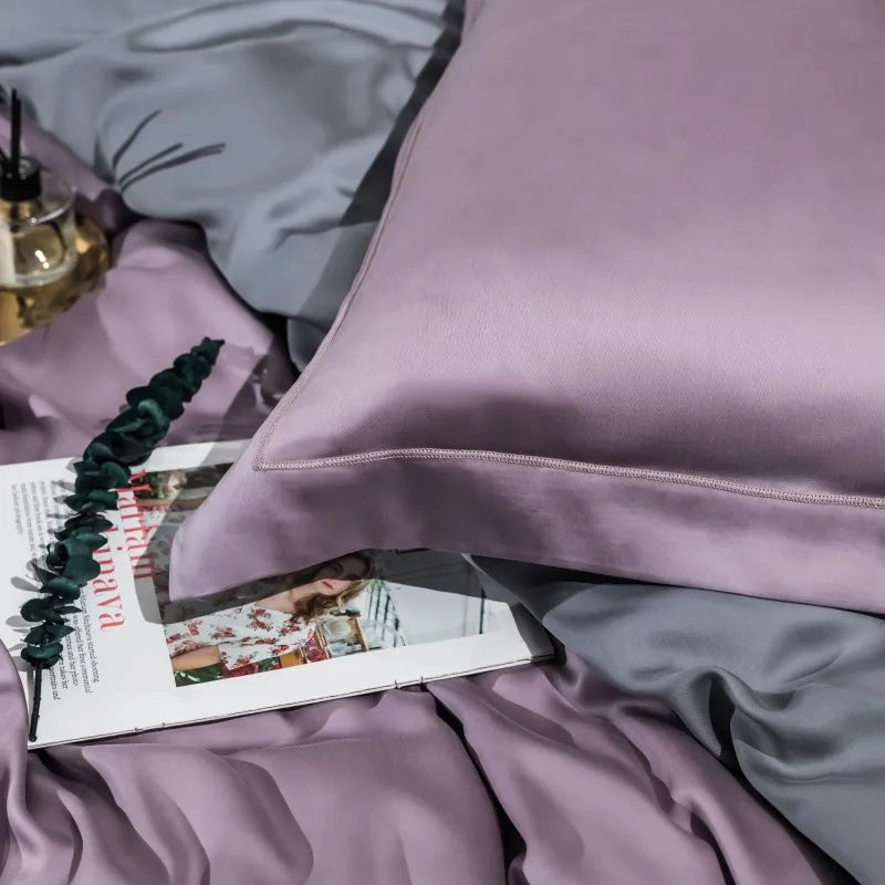 luxury bedding Solid Color 100% Bamboo Fiber Bedding Set includes duvet cover, sheets and pillowcases