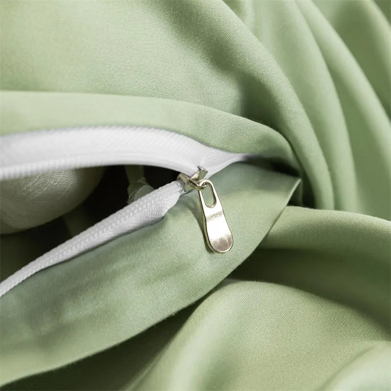 luxury bedding Solid Color 600TC Eucalyptus Lyocell Bedding Set - Green