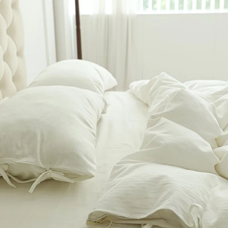 luxury linen bedding sets 400TC Cotton Natural White Duvet Cover Set