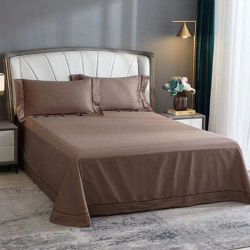 luxury linens Egyptian Cotton Jacquard Wave Bedding Set - Brown