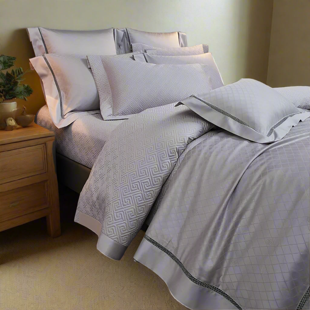 luxury linens Egyptian Cotton Jacquard Wave Bedding Set - Grey