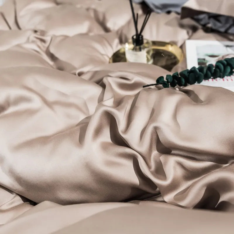 luxury linens Solid Color 100% Bamboo Fiber Bedding Set - Beige