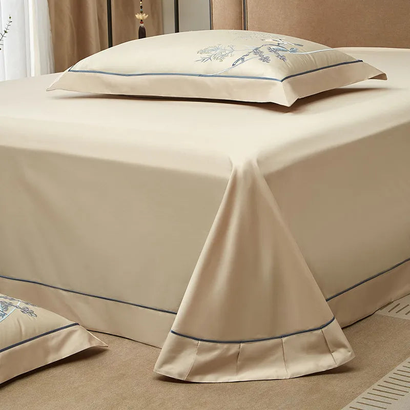 luxury sets Egyptian Cotton Embroidered Patchwork Bedding Set - Beige