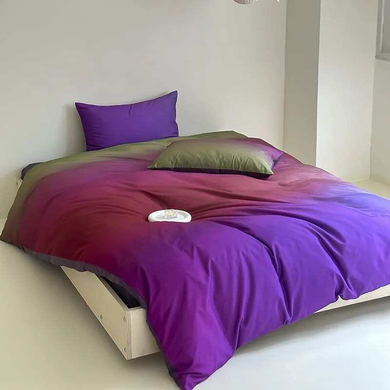 luxury sheets 500TC Gradient Purple Cotton Bedding Set