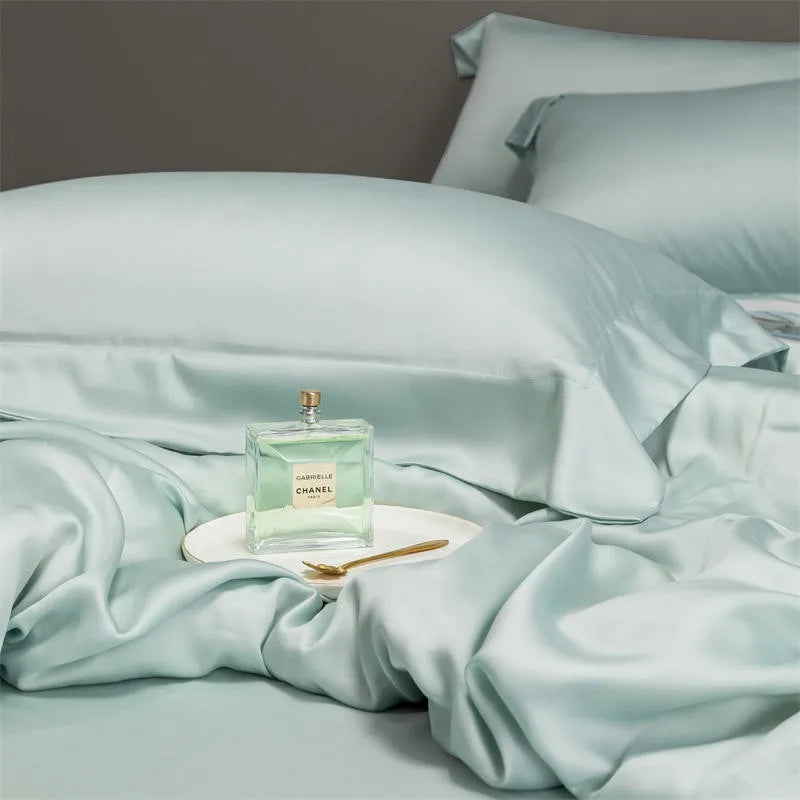 luxury sheets Solid Color 600TC Eucalyptus Lyocell Bedding Set - Blue