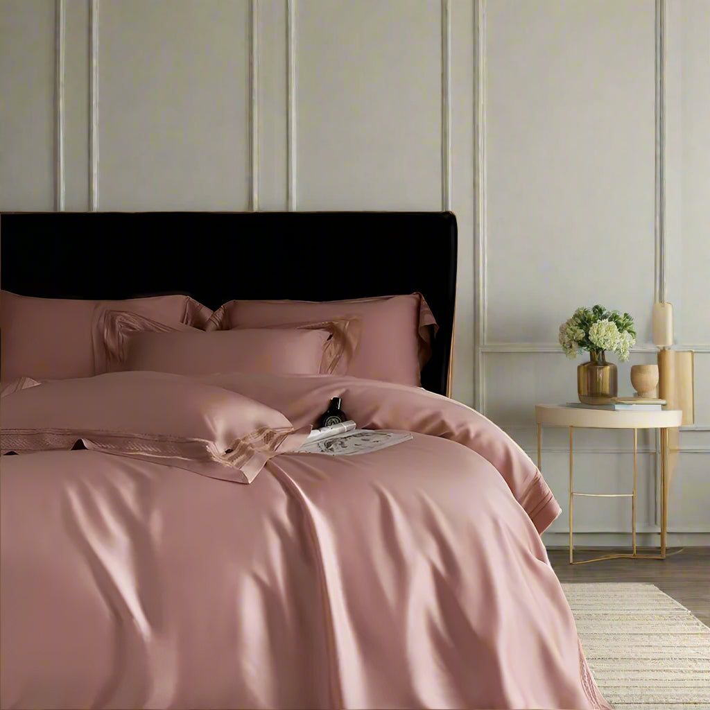 premium bed sheets  Eucalyptus Lyocell Cooling Bamboo Fiber Bedding Set - Pink