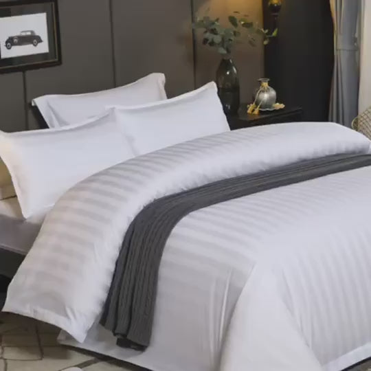 affordable  bedding Premium 600TC Hotel White Cotton Bed Sheet Set