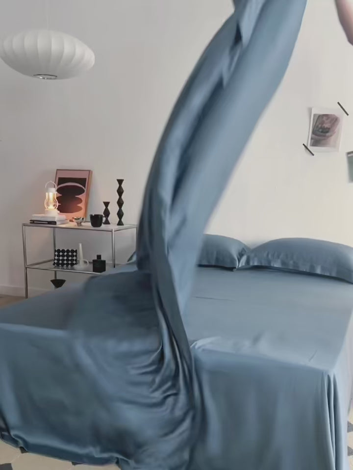 Premium Eucalyptus Lyocell Bed Sheet Set - Blue