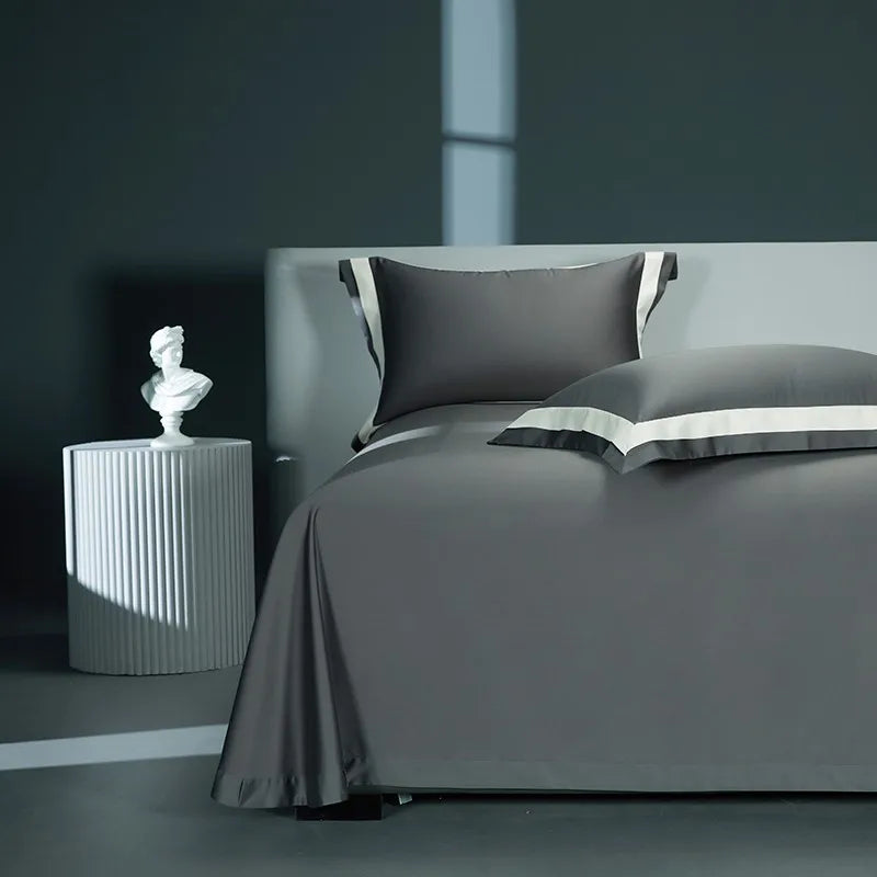 silk bed sheets Egyptian Cotton 4PCS Bedding Set - Black