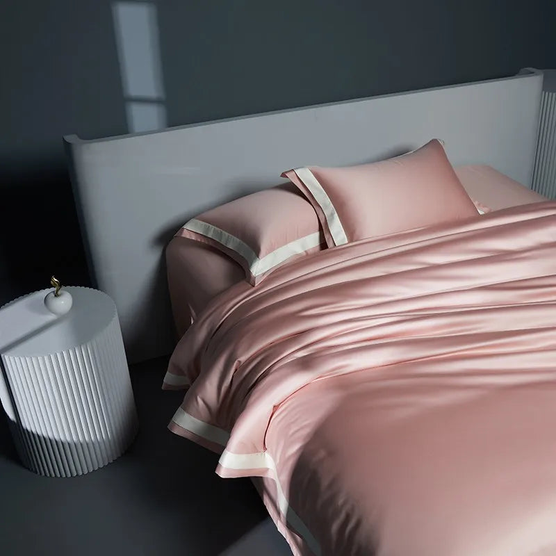 silk bed sheets Egyptian Cotton 4PCS Bedding Set - Pink