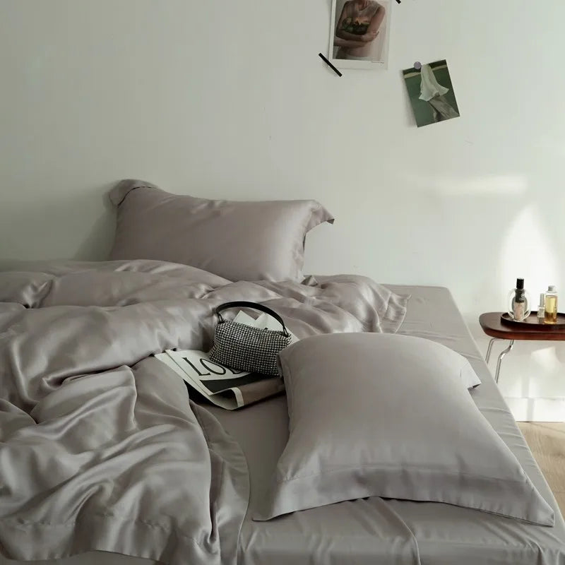 silk bed sheets Premium Eucalyptus Lyocell Bed Sheet Set - Gray