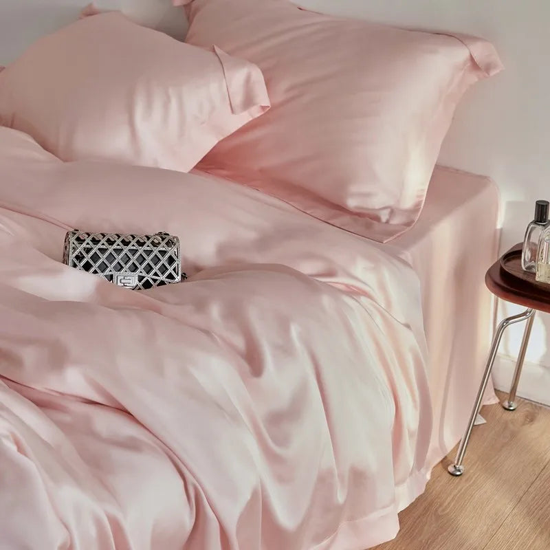 silk bed sheets Premium Eucalyptus Lyocell Bed Sheet Set - Pink