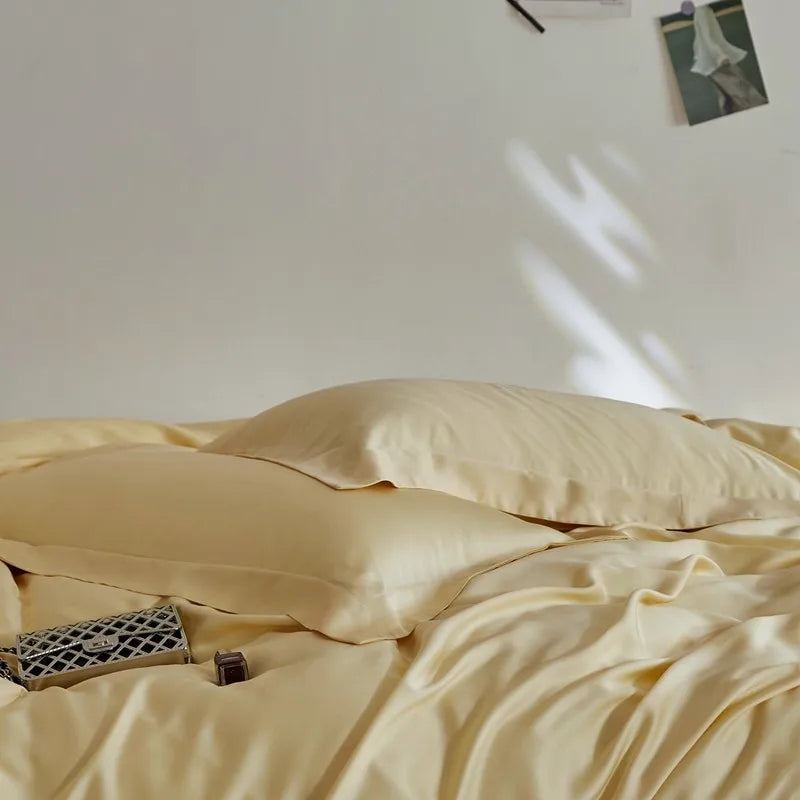silk bed sheets Premium Eucalyptus Lyocell Bed Sheet Set - Yellow