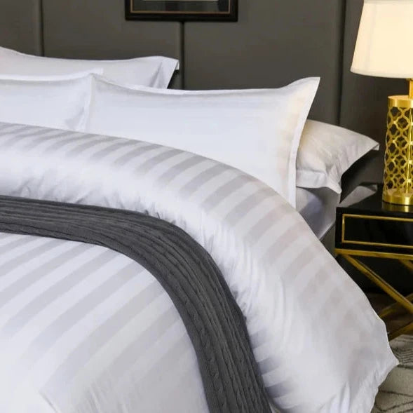 silk bedding Premium 600TC Hotel White Cotton Bed Sheet Set