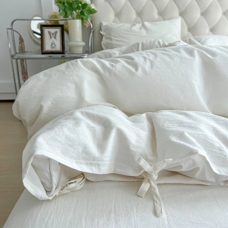 silk luxury bedding 400TC Cotton Natural White Duvet Cover Set