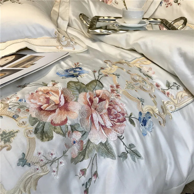 silk luxury bedding 800TC Egyptian Cotton Luxury Embroidered Bedsheet