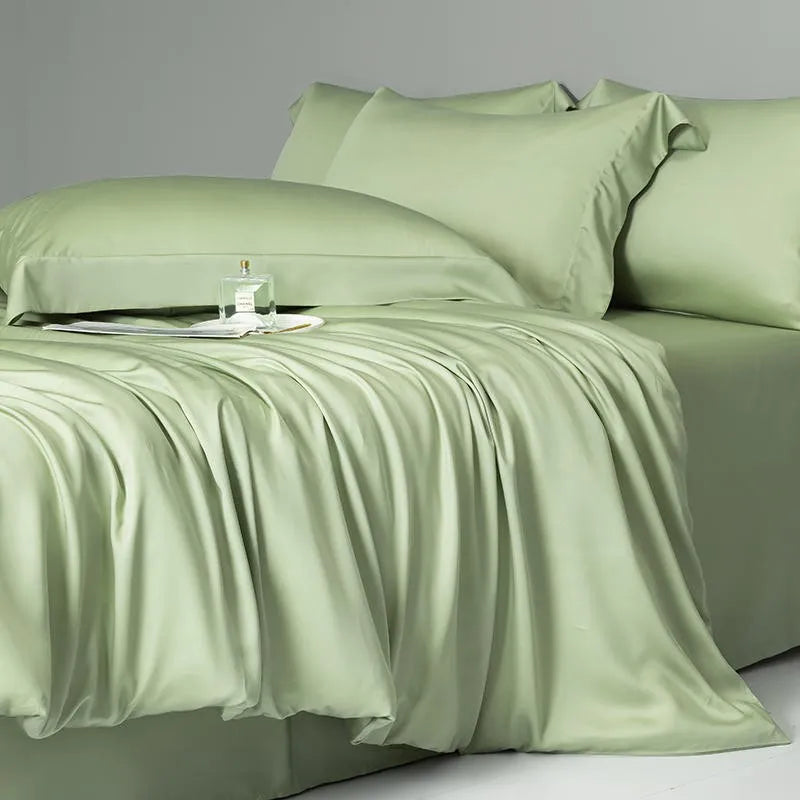 silk luxury bedding Solid Color 600TC Eucalyptus Lyocell Bedding Set - Green