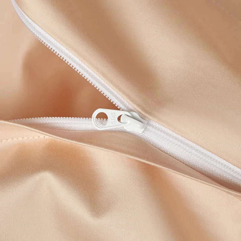 silk  sheets Egyptian Cotton Embroidered Patchwork Bedding Set - Peach