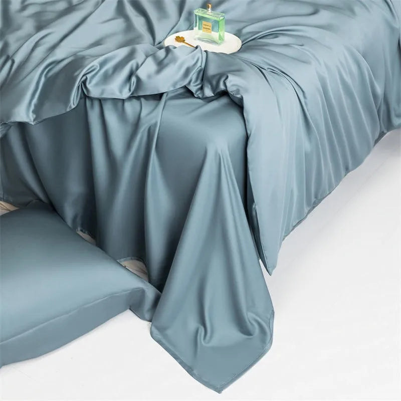 softest luxury bed sheets Solid Color 600TC Eucalyptus Lyocell Bedding Set - Ocean Blue