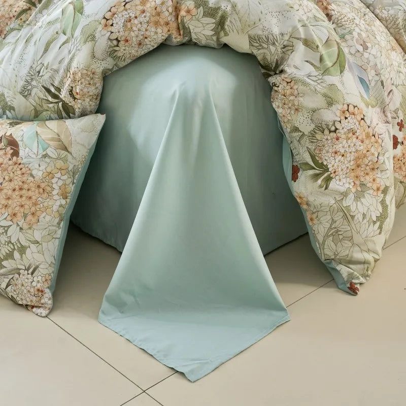 softest luxury bed sheets Ultra Soft 400TC Cotton Floral Printed Bedding Set - Ice Blue